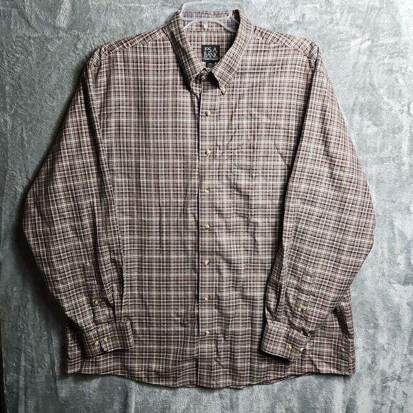 Jos a Bank traveler's Men's  shirt xxl brown black beige  plaid cotton - Picture 1 of 10